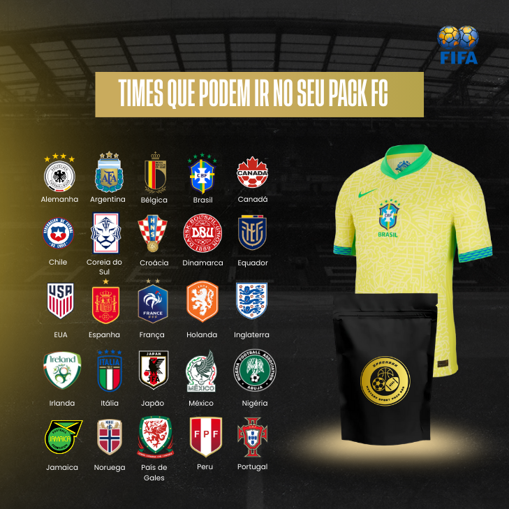Pack Surpresa FC ⚽ | Pagamento Único. Receba 1 Pack, ou coloque 3 no carrinho e pague só 2. Sem mensalidade e sem renovação.