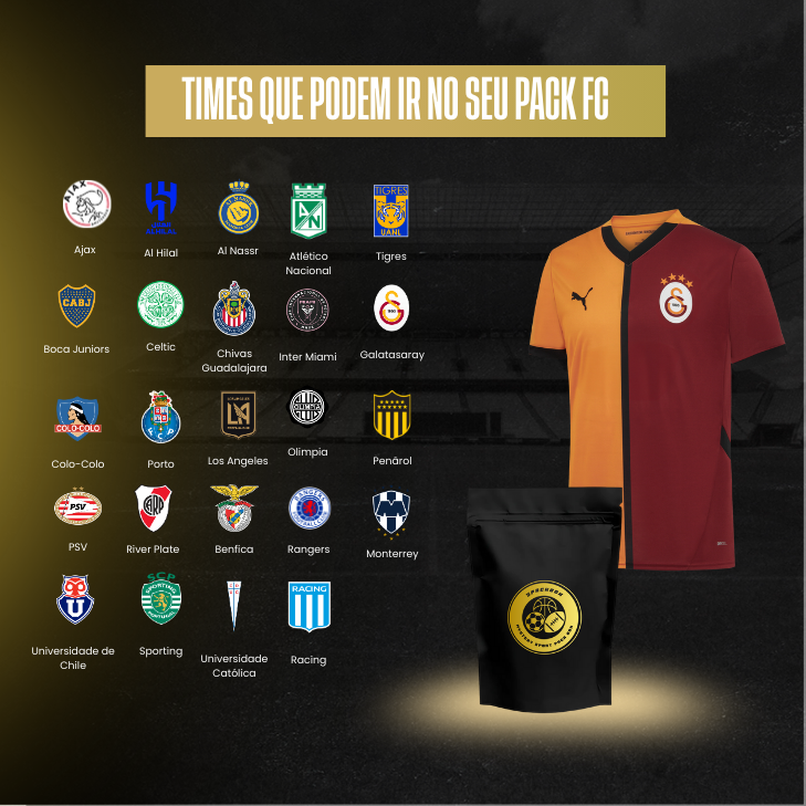 Pack Surpresa FC ⚽ | Pagamento Único. Receba 1 Pack, ou coloque 3 no carrinho e pague só 2. Sem mensalidade e sem renovação.